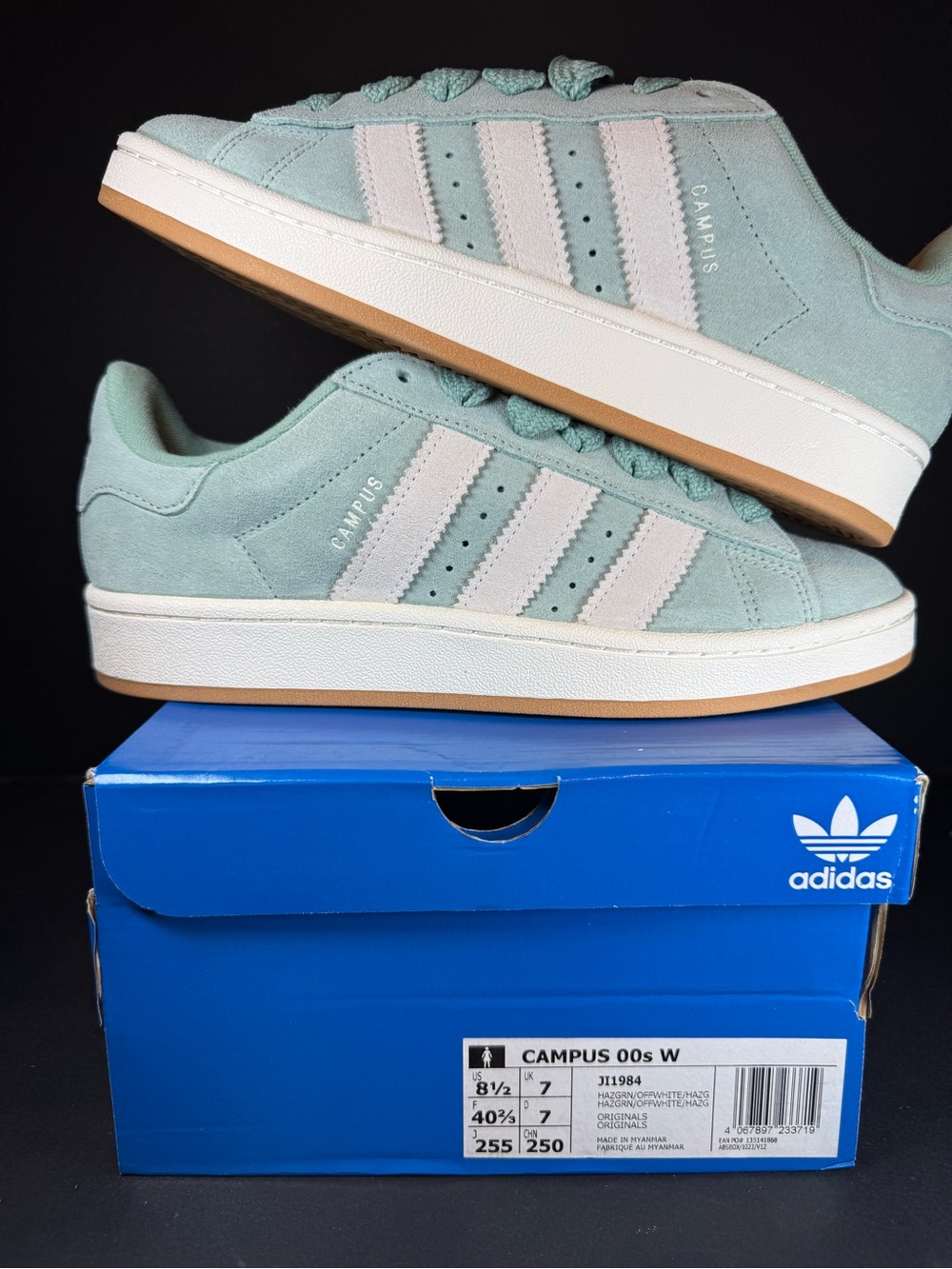adidas Campus Suede Sneakers in Light Mint/Off-White Women size 8.5